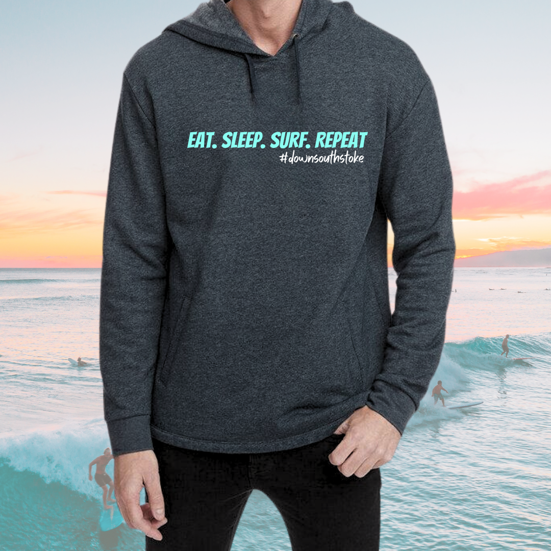 EAT. SLEEP. SURF. REPEAT PREMIUM PULLOVER UNISEX HOODIE