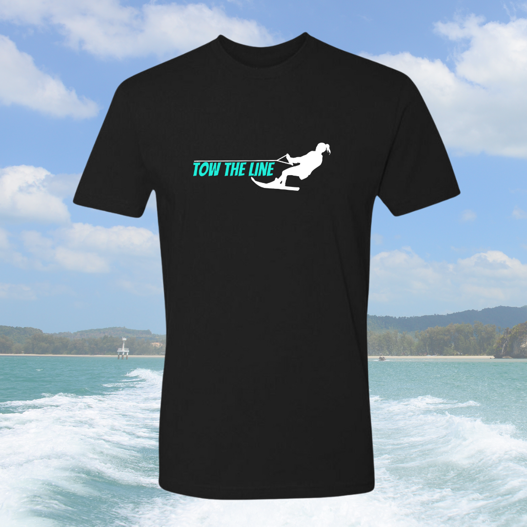 TOW THE LINE FEMALE WATER SKIER PREMIUM UNISEX CREW T-SHIRT