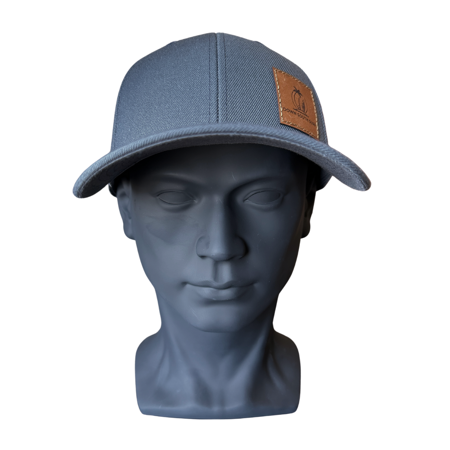 DARK GREY LEATHER PATCH CAP