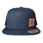 BLACK LEATHER PATCH TRUCKER CAP