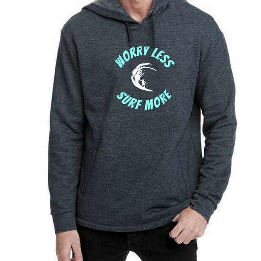 WORRY LESS, SURF MORE PREMIUM PULLOVER UNISEX HOODIE