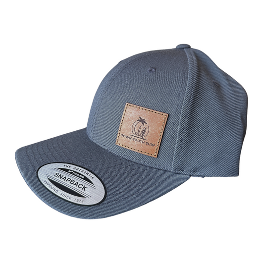 DARK GREY LEATHER PATCH CAP